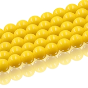 Glaserede perler. 8 mm. Rapsgul. 1 streng